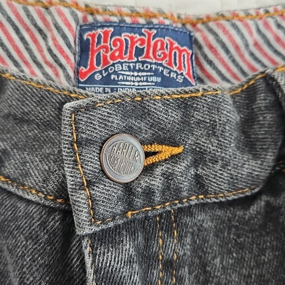 Platinum FUBU Harlem Globetrotters Jeans Big D Meadowlark Patches Removed 36x34 - Picture 11 of 15